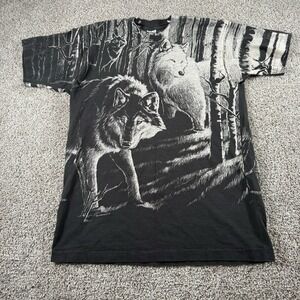 Vtg 90s Wolf Pack All‎ Over Print AOP Single Stitch T-Shirt Large 1992 Harlequin